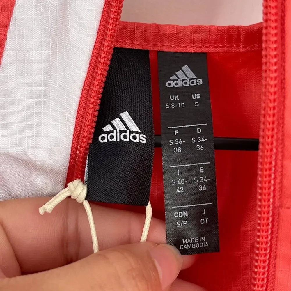 NEW Adidas Women's Pink Training Full Zip Hooded Windbreaker‎ Size Small